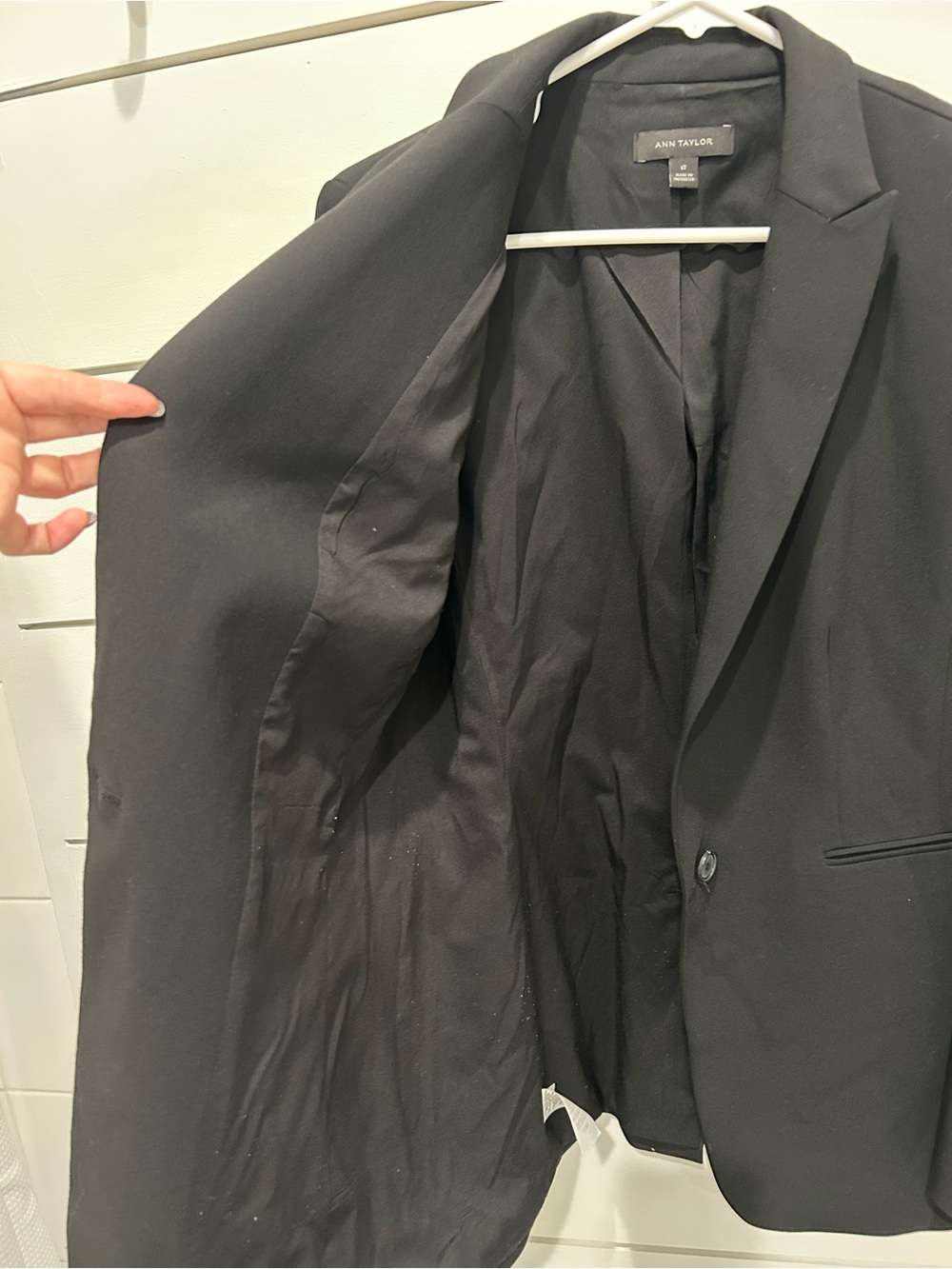 Ann Taylor Black Longline Blazer Size 6T Tall One Button Career Jacket - Picture 7 of 7
